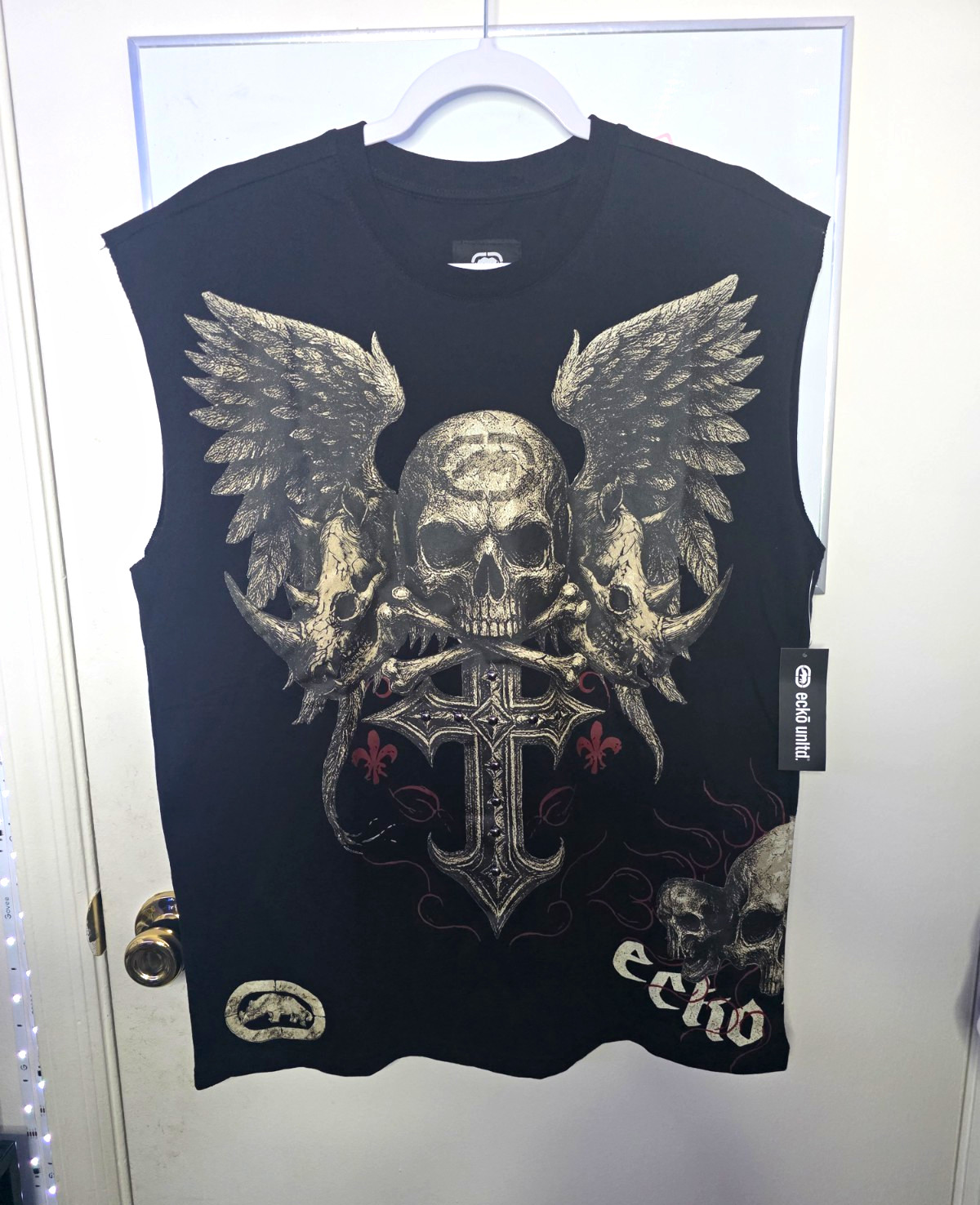 Ecko Unltd. Black Sleeveless Skull Graphic Print Crew Neck T-Shirt Men\'s M Ecko Unltd. Black Sleeveless Skull Graphic Print Crew Neck T-Shirt Men\'s M
