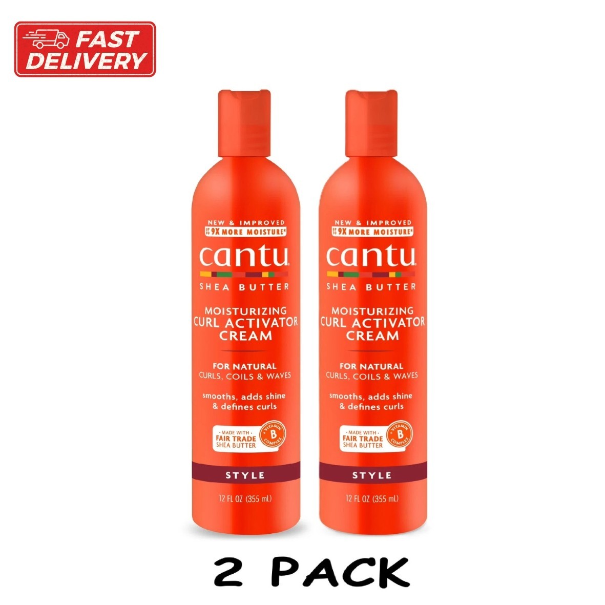 Cantu Shea Butter Moisturizing Curl Activator Cream for Natural Hair, 12 oz 2 pk