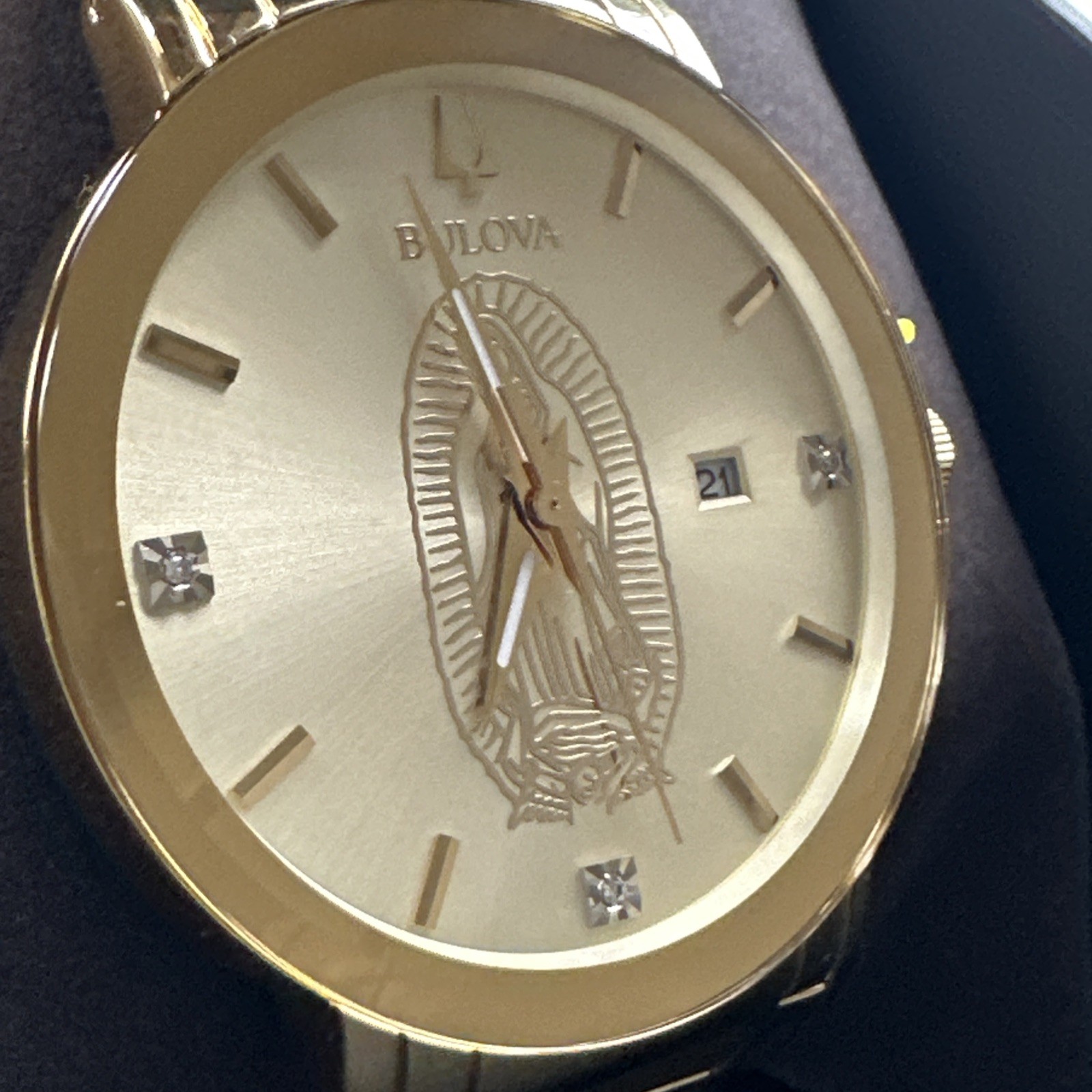 Bulova Our Lady Of Guadalupe / Nuestra Señora De Guadalupe Mens Crystal 97d136 Bulova Our Lady Of Guadalupe / Nuestra Señora De Guadalupe Mens Crystal 97d136