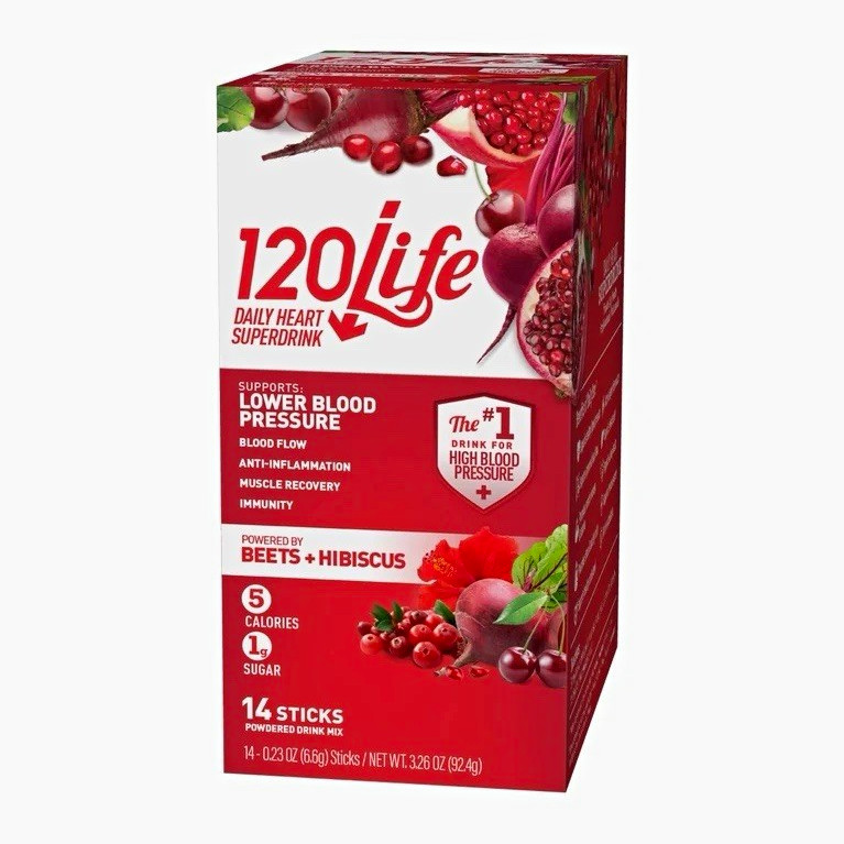 120Life Daily Powder Beets + Hibiscus 14 Pack Lower Blood Pressure Boost Energy
