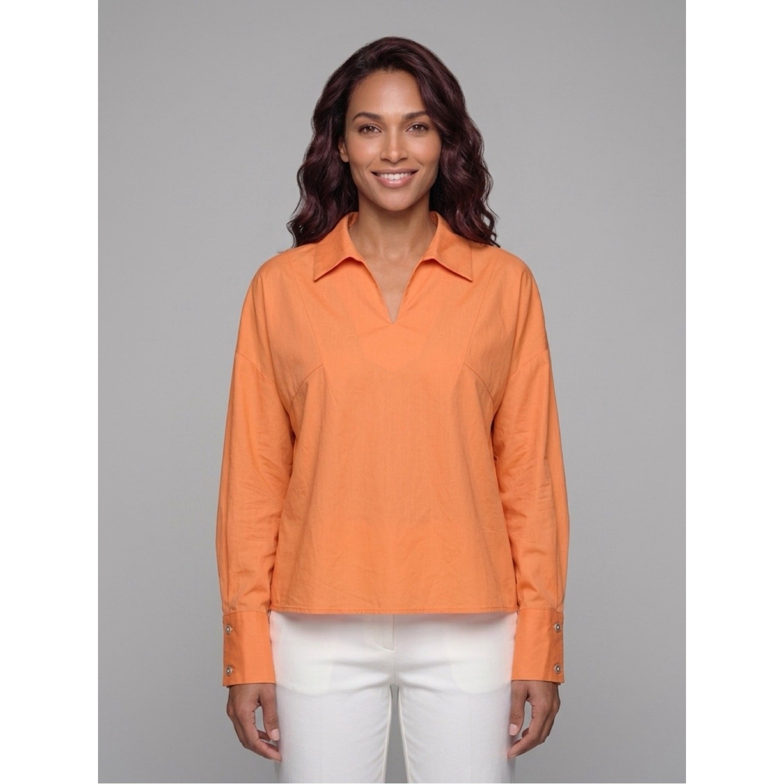 Harshman Los Angeles Persimmon Orange Poplin Enid Blouse Size Small NWT