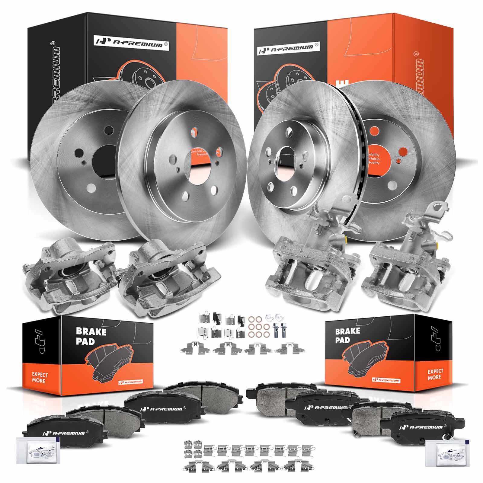 A-Premium 16x Front & Rear Disc Brake Rotor & Pad + Caliper for Toyota Corolla