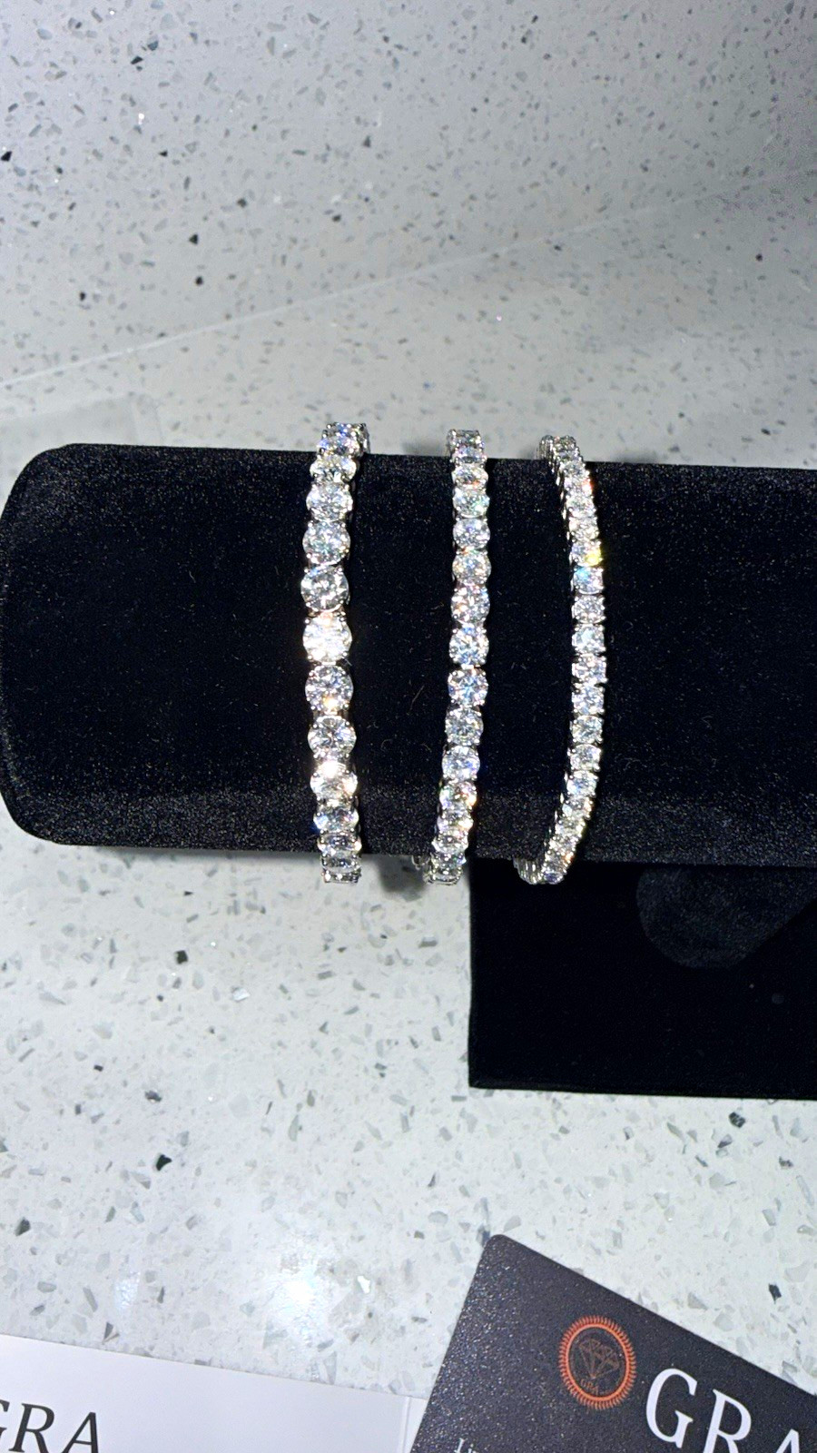 Moissanite Tennis Bracelet Set, Silver Tone Box Clasp, GRA Certificate