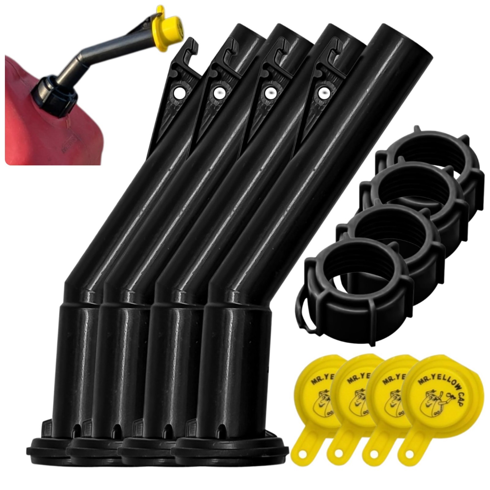 4 - Blitz Gas Can Nozzle Spouts Rings Caps Replacement Vintage 900094 900092 NEW