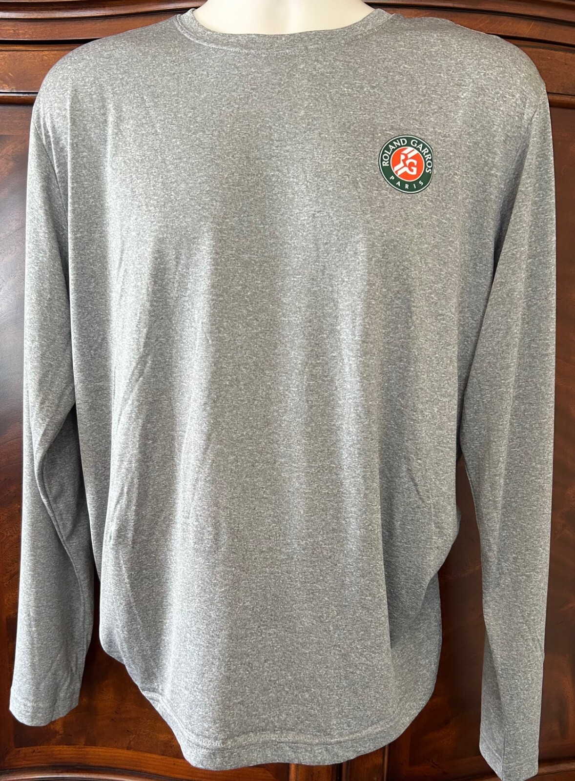 French Roland Garros Tribute Vintage Heather LS T's  3.8-OZ 100% Poly Dry-Fit