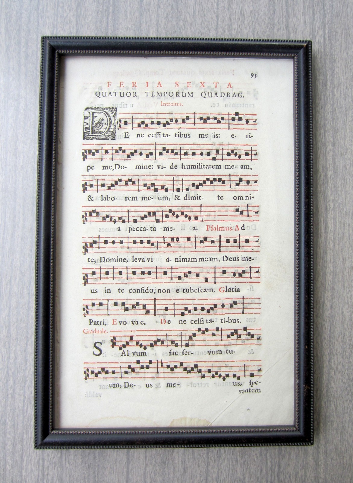 Antique c 17th/18th Century Catholic Gregorian Chant Leaf Lent Liturgical Page