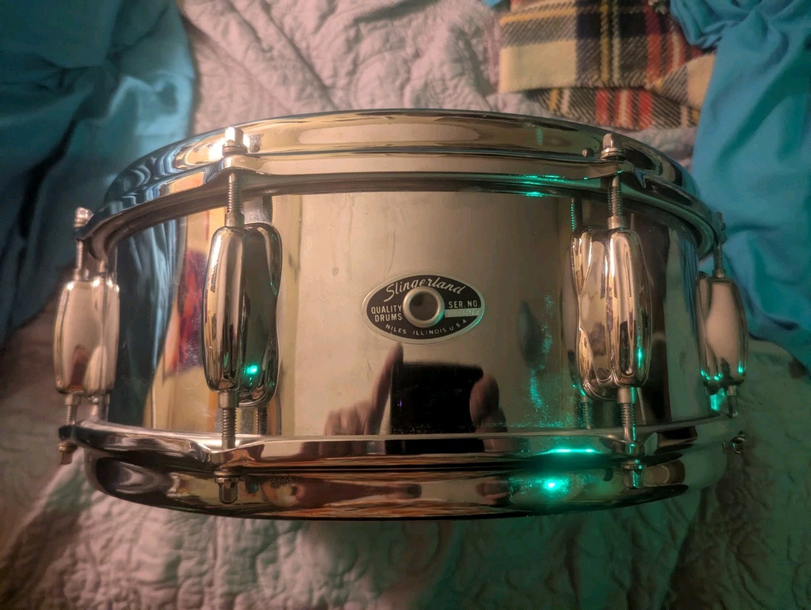 Slingerland Festival Chrome Over Steel snare drum vintage 14x5, 8 Lugs US Made
