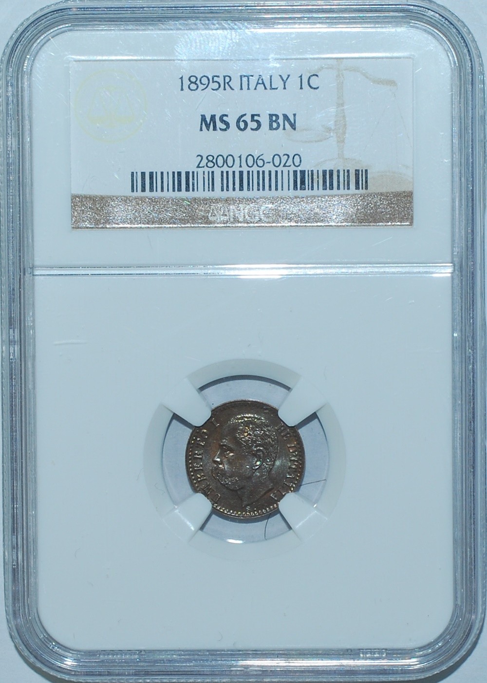 1895 R NGC MS65BN Brown Italy 1 Centesimo KM-29 1895 R NGC MS65BN Brown Italy 1 Centesimo KM-29