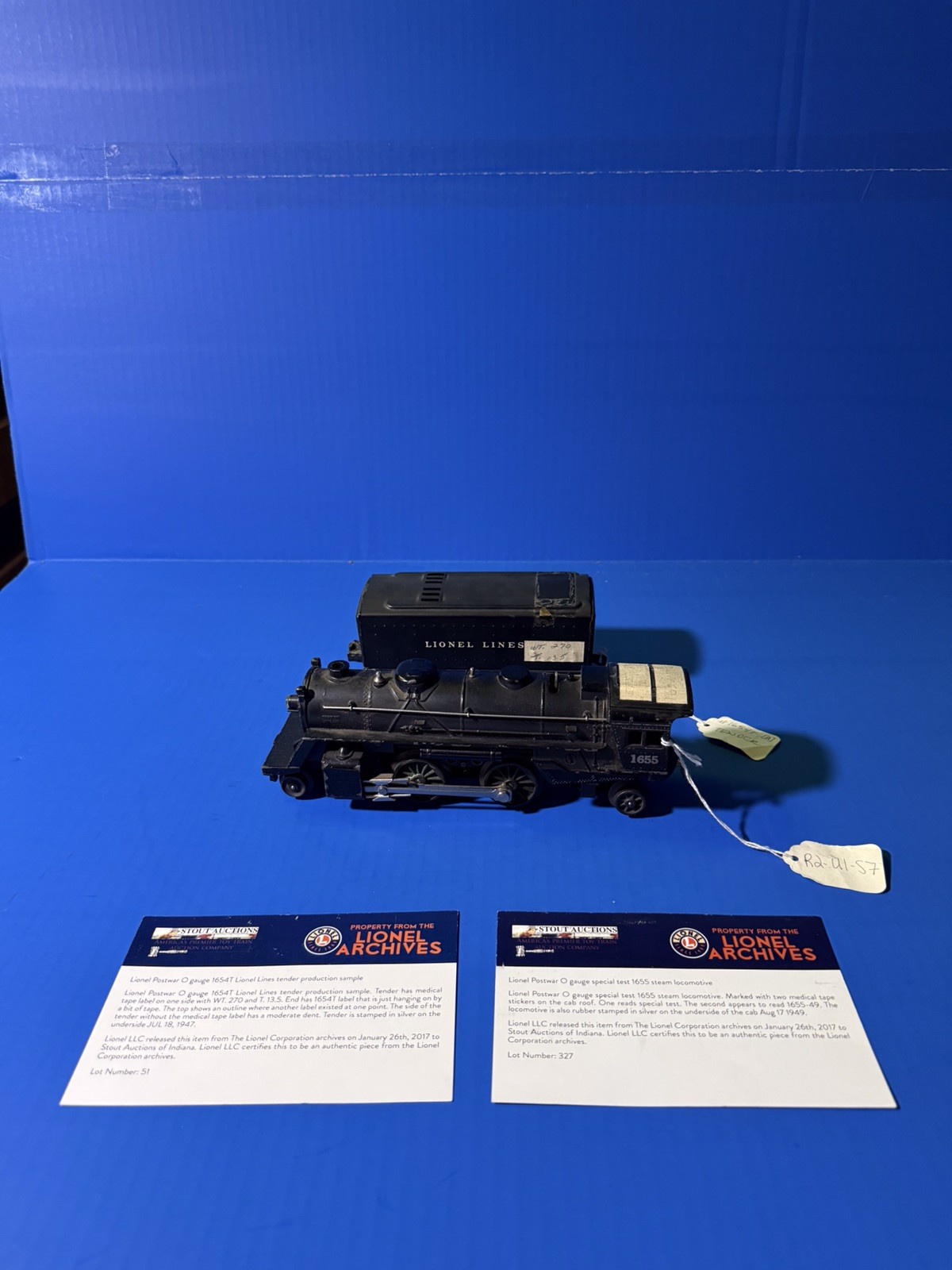 Scarce—Lionel Archives Postwar 1655 & 1654 Locomotive/Tender —Wow—