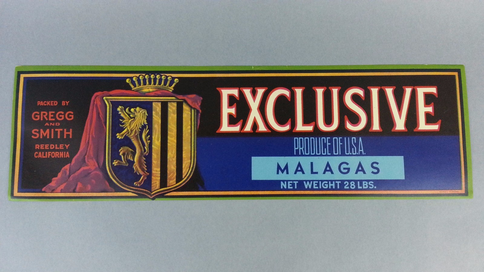 10 Original Vintage Dead Stock Exclusive Gregg & Smith Malagas Fruit Crate Label