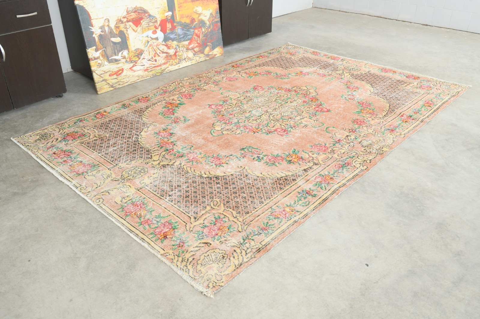 6x9 Turkish Antique Rug Anatolian Hand-Knotted Vintage Oushak Large Carpet,248