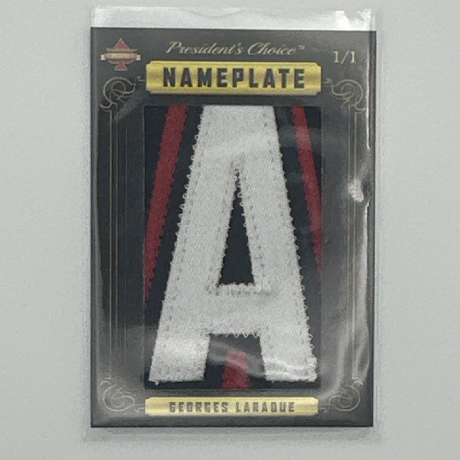 2020 President’s Choice Solitaire Georges Laraque Nameplate 1/1 Oilers Game Used