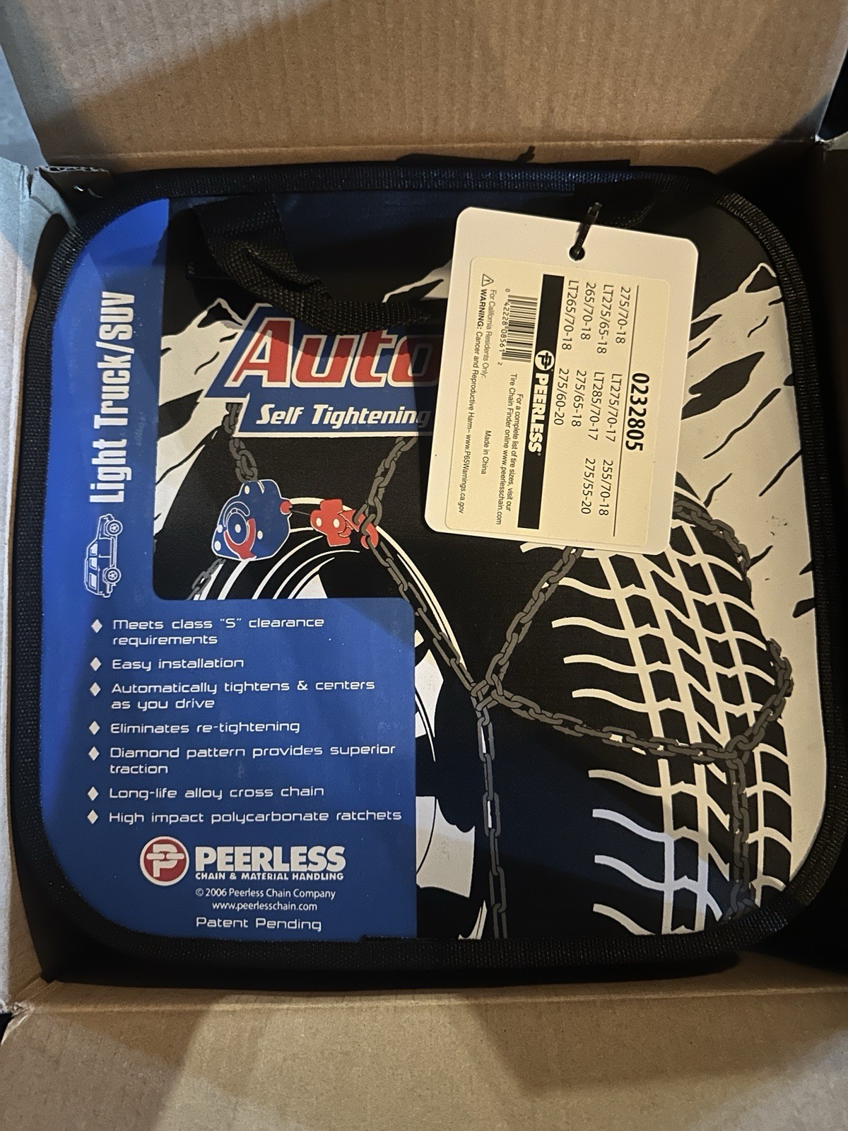 NEW Peerless 0232805 Auto-Trac Light Truck/Sun Tire Traction Chain- Set of 2