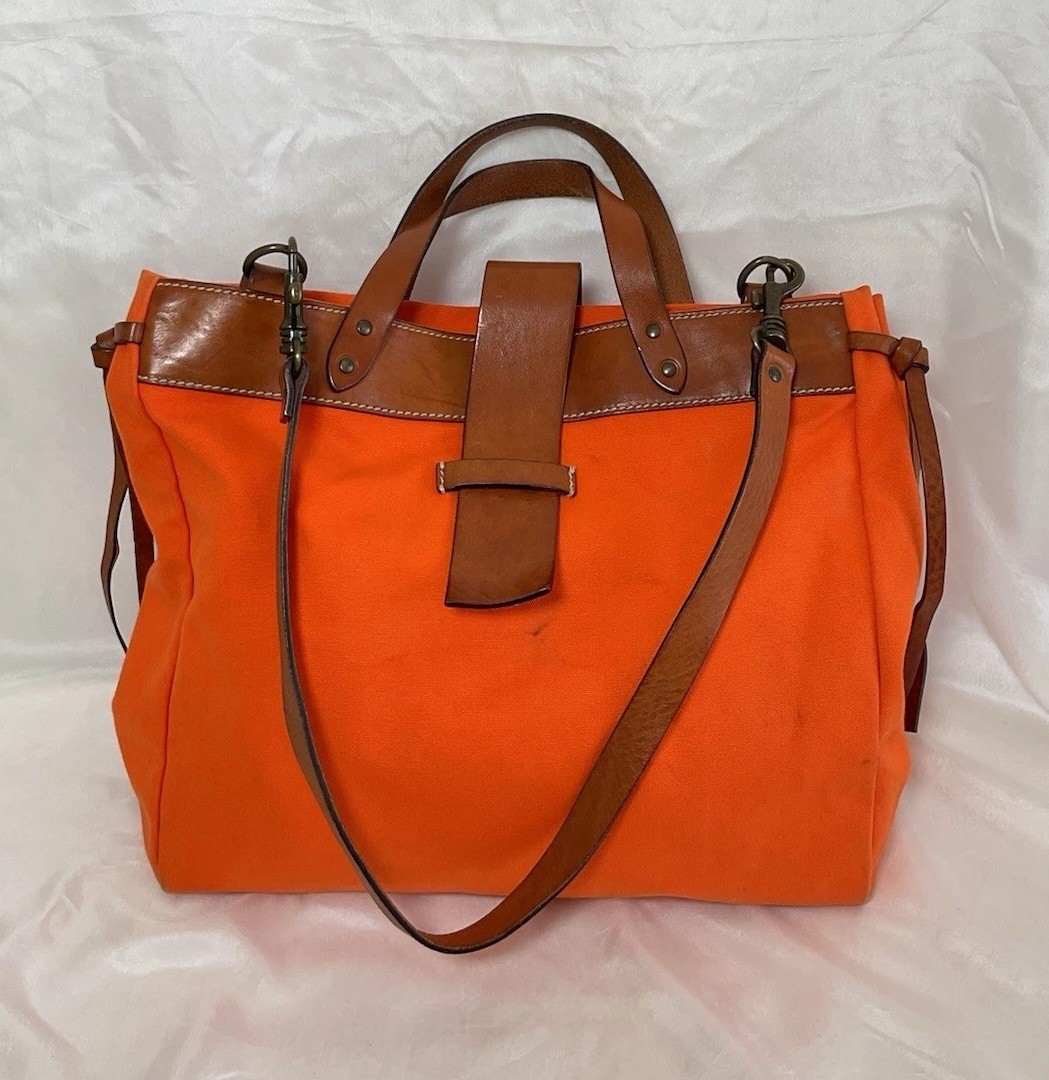 MASSIMO PALOMBA Women’s Trapezoid Authentic Bag In Orange W Leather Handles GC