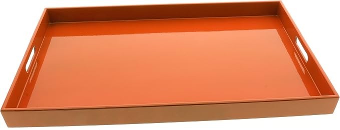 Glossy Orange Lacquer Serving Tray - 18.75\