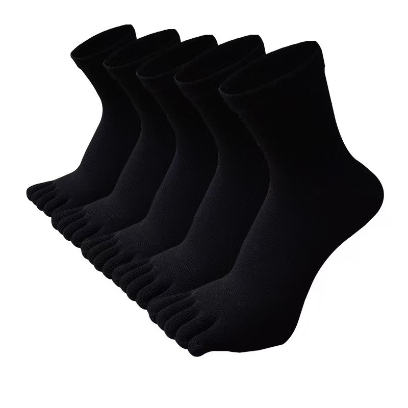 3-5× Men's Solid Color Straight-Toe Five Toe Socks Athletic Crew Ankle Socks USA