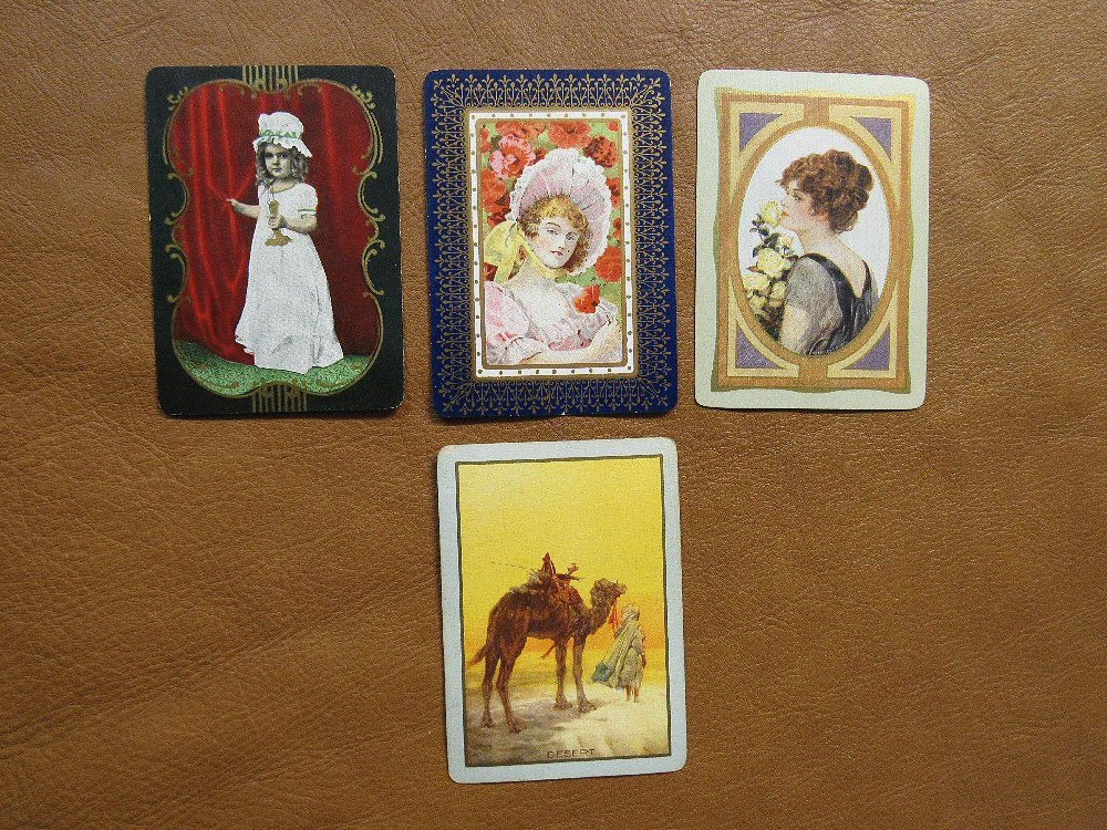 Lot Of 4 Antique Early 1900's Linen Swap Playing Cards