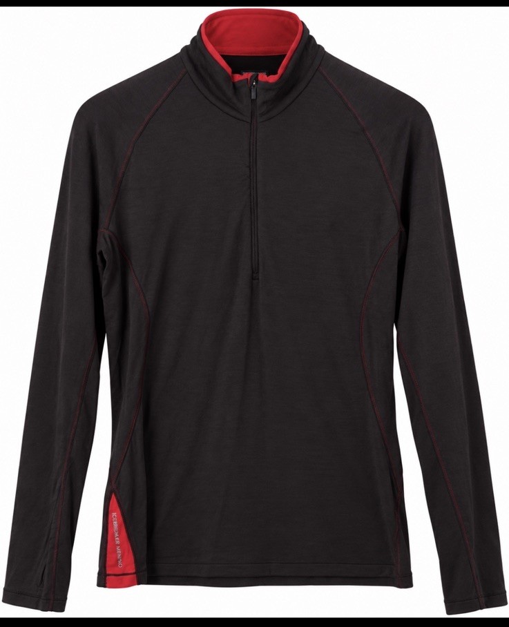 Icebreaker Bodyfit 260 Merino Wool Quarter Zip Base Layer Mens Large Brown Red