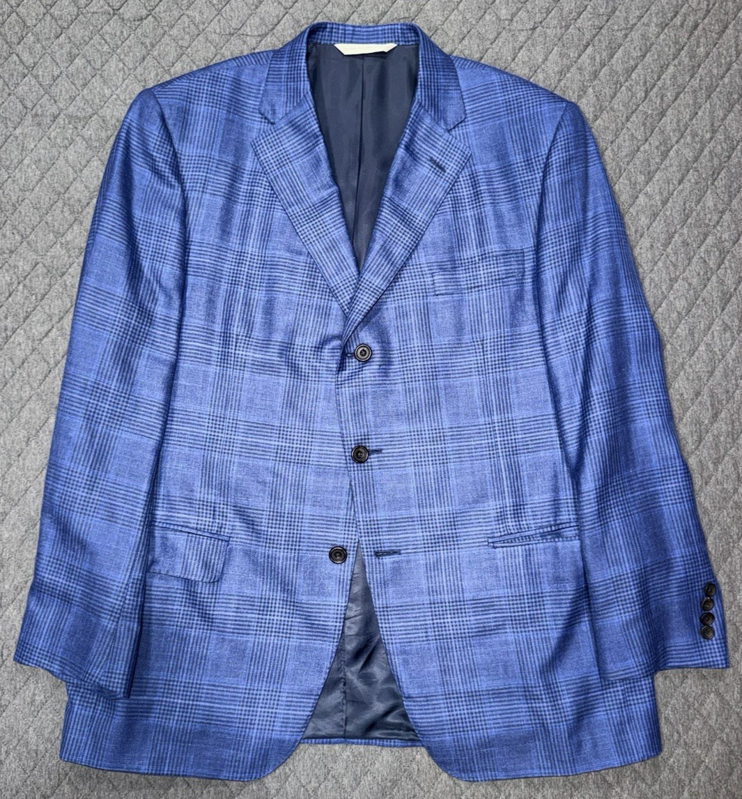 Samuelsohn Soft Loro Piana Summertime MTM Plaid Windowpane Blazer 48R EU58R