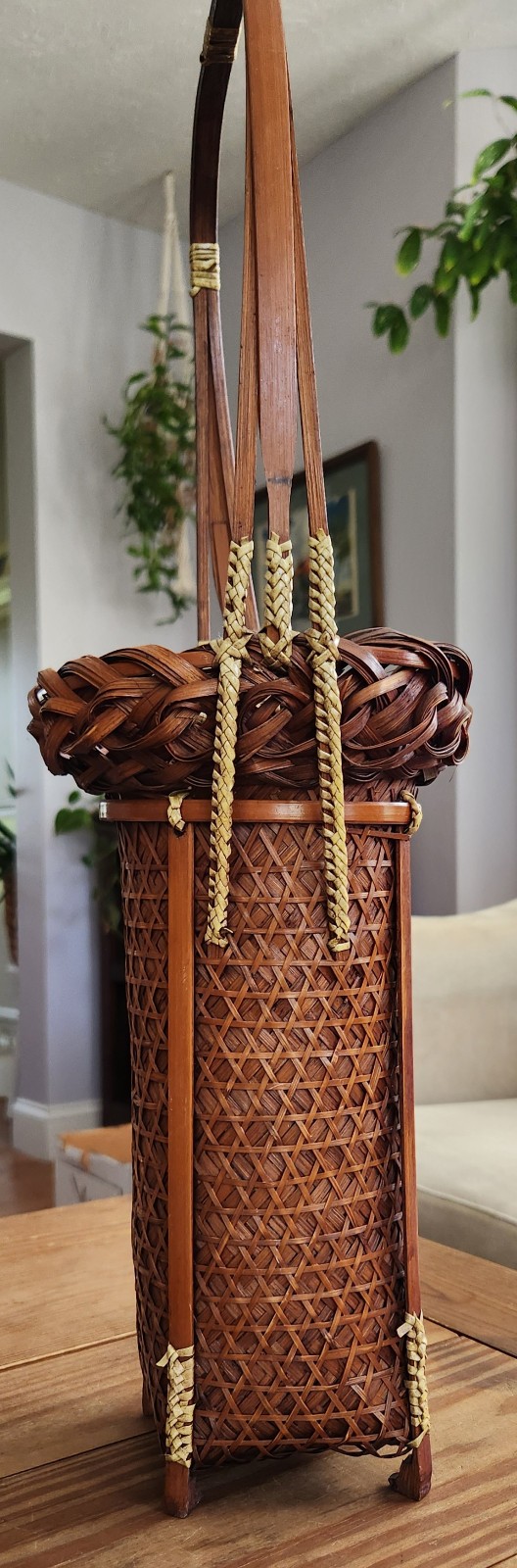 Antique Or Vintage Japanese Bamboo Ikebana Flower Basket (Hanakago)