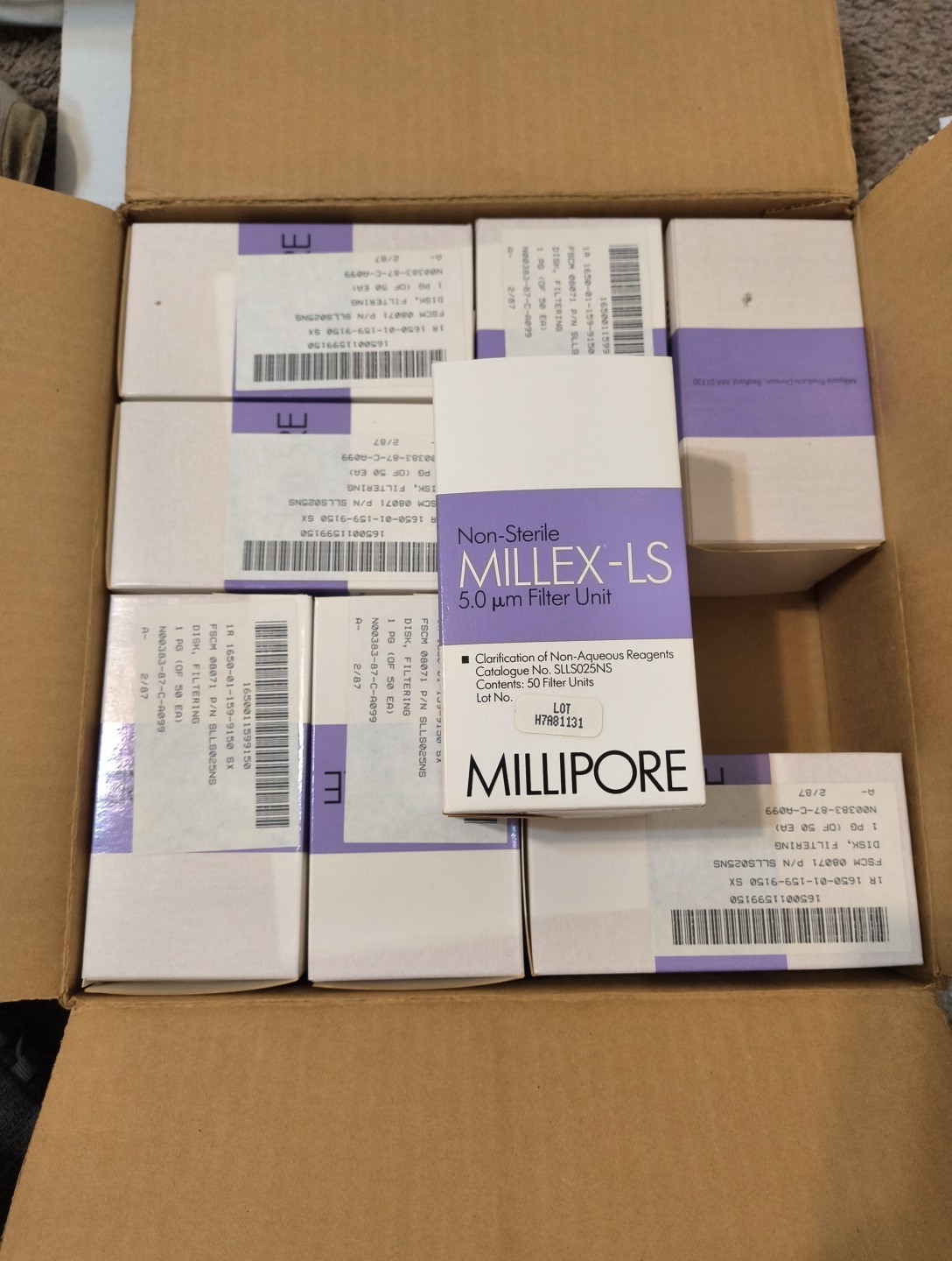 Millipore SLLS025NS Millex LS Hydrophobic  Fluoropore PTFE syringe filter 400ea