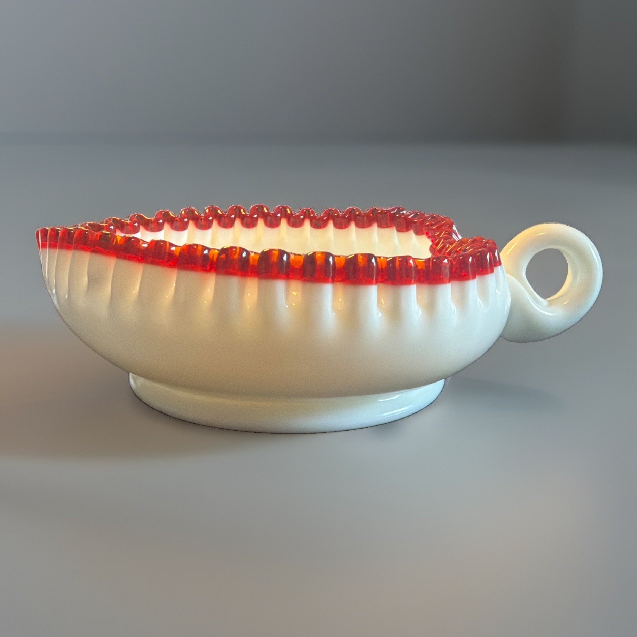 Vintage Fenton Ruby Crest Milk Glass 8\