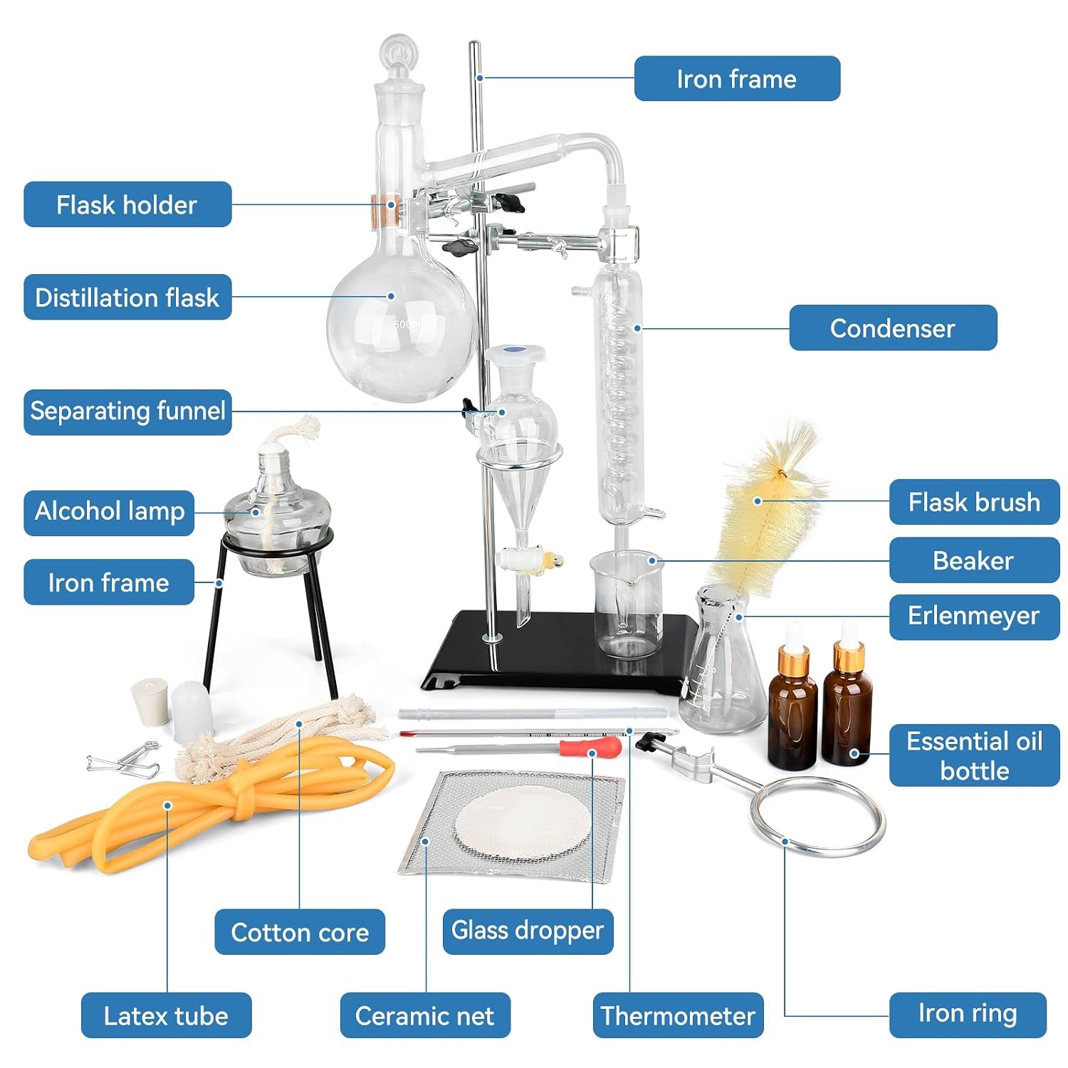 Essential Oil Distillation Kit 500ml Distillation Apparatus Water Distiller