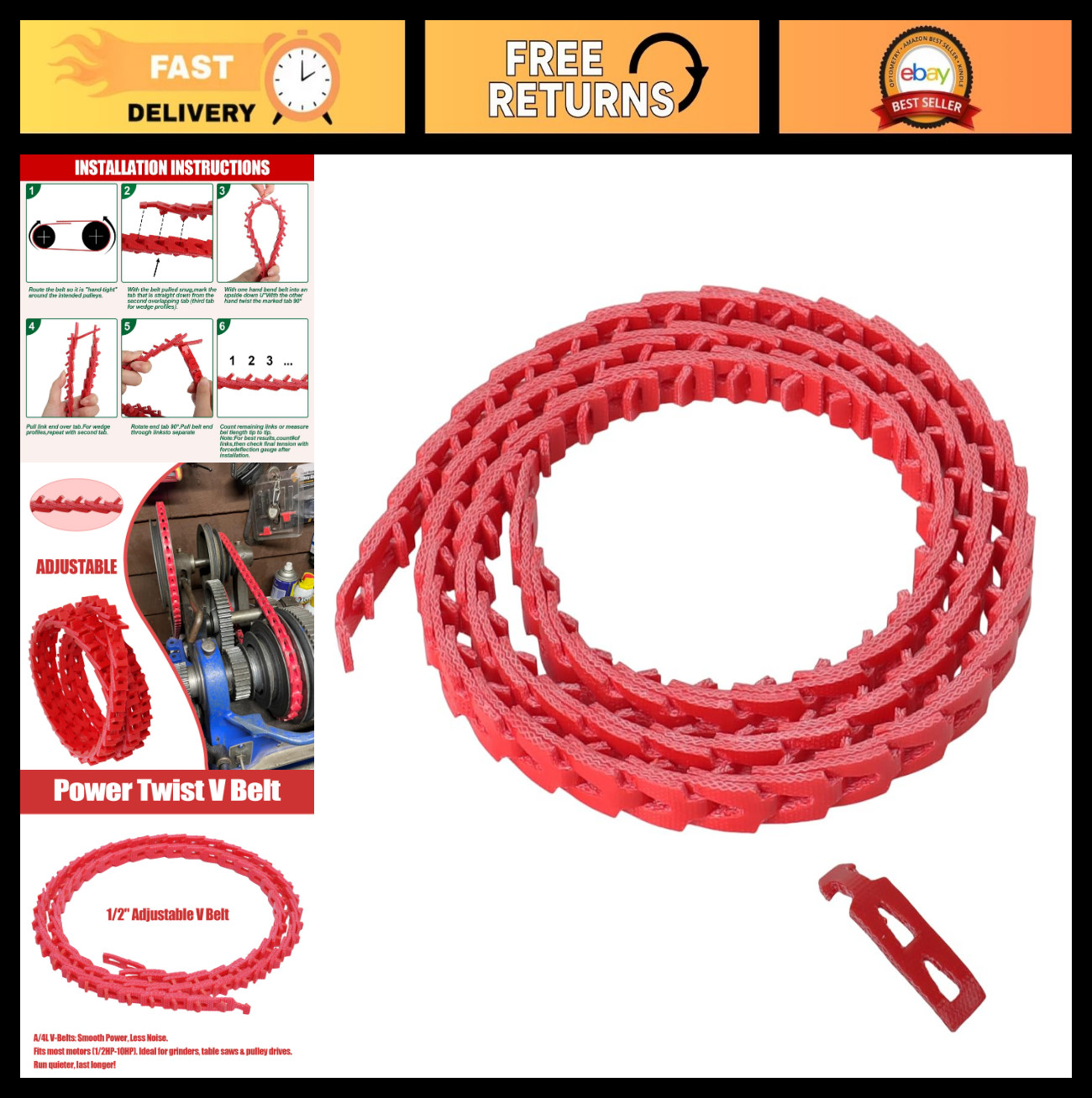 5FT Adjustable V-Belt 1/2\