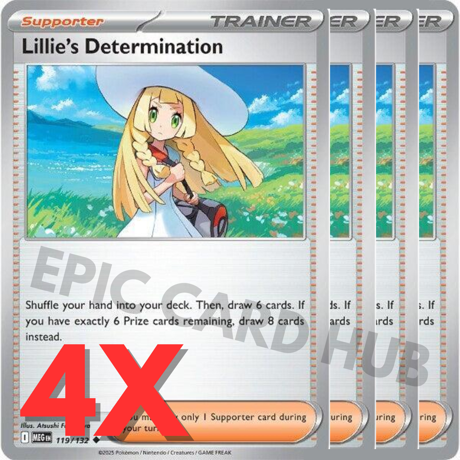 4x Lillie\'s Determination x4 - ME01/ASC - Uncommon - Pokemon TCG Playset