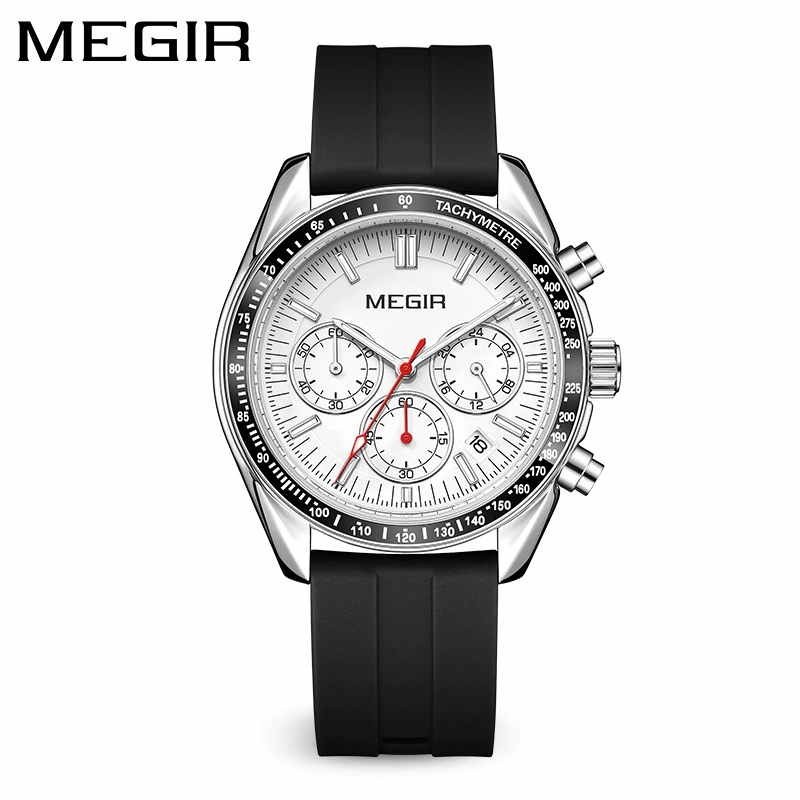 MEGIR Men\'s Quartz Watch Chronograph Calendar Multifunction Luminous Silicone