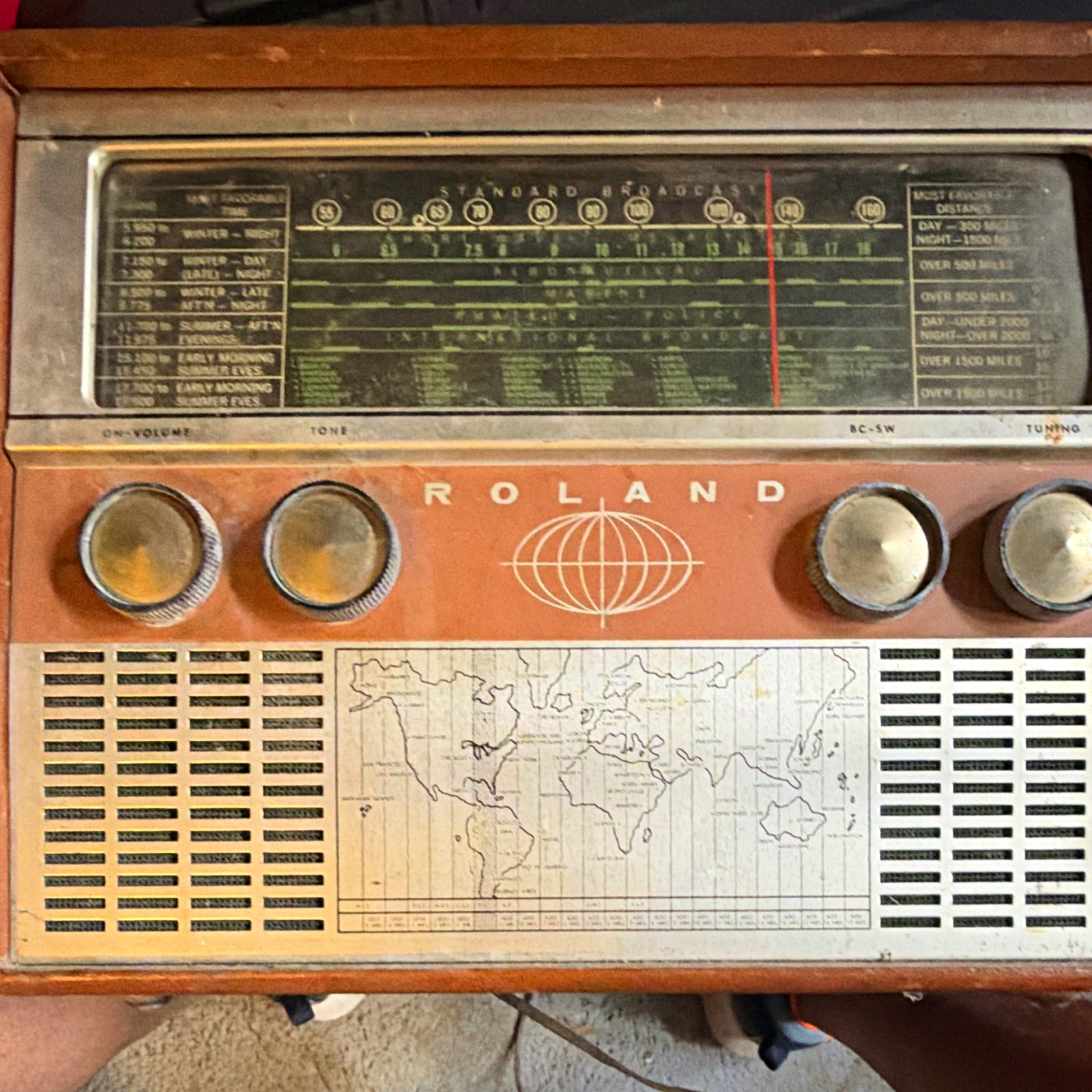 Roland Radio Corp. W 100 Vintage Tabletop Radio AC-DC Battery Pack 117V