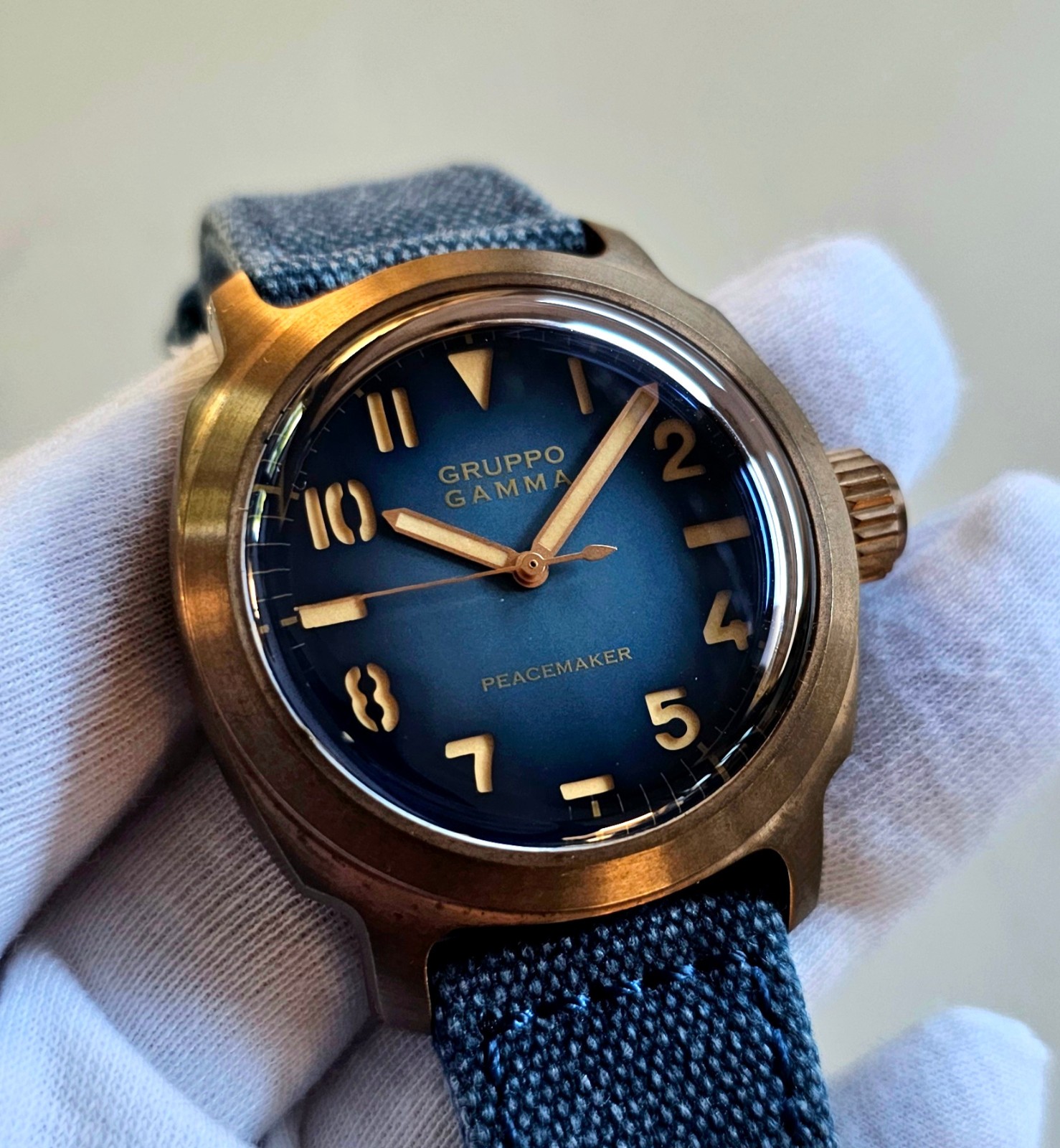 Gruppo Gamma Peacemaker Watch Swiss Auto Bronze PN-18/B Blue Fume\', Superb-Rare Gruppo Gamma Peacemaker Watch Swiss Auto Bronze PN-18/B Blue Fume\', Superb-Rare
