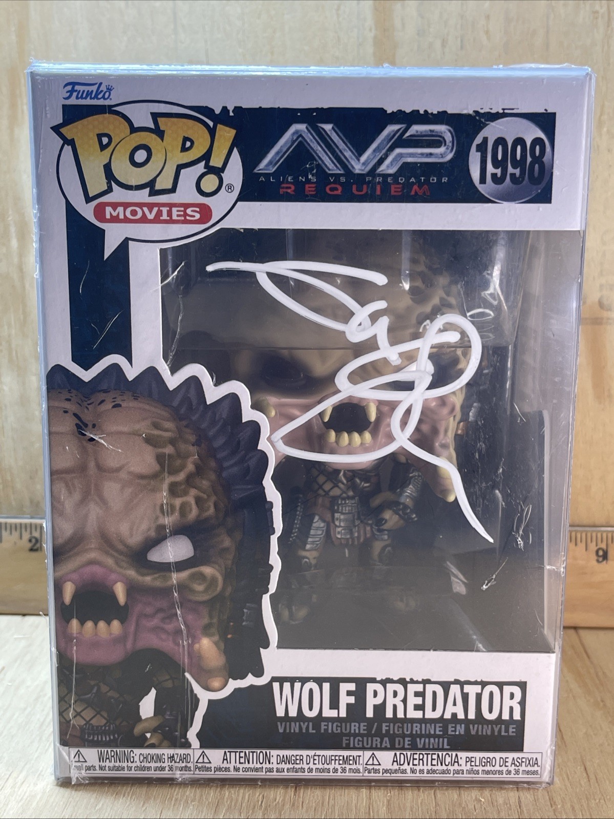 Signed Ian Whyte Wolf Predator AVP Funko Pop #1998 w/Coa and Protective Case