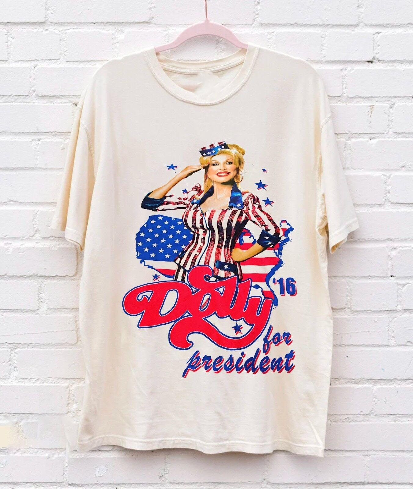Vtg Dolly Parton For President Cotton White All Size Unisex Shirt CC313