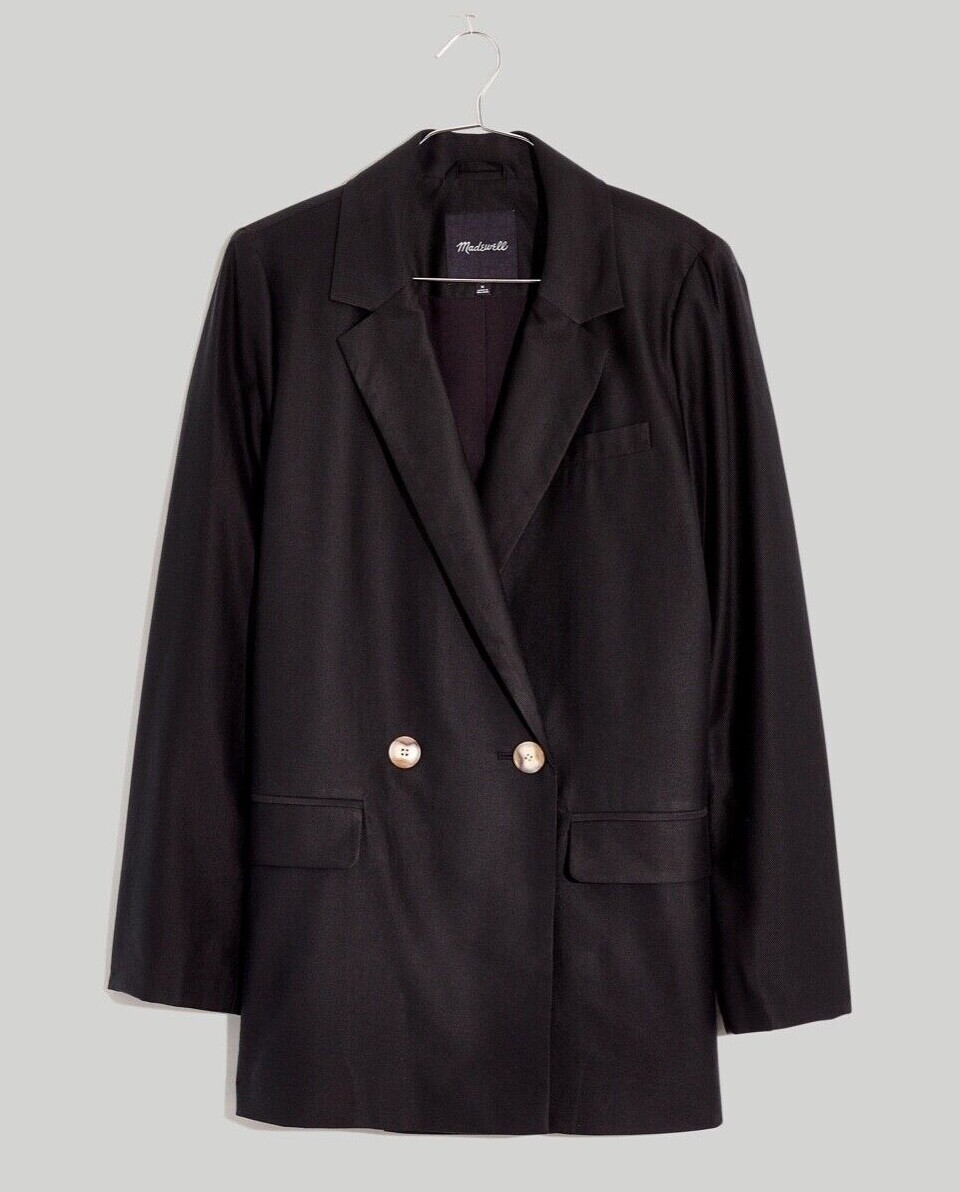 New MADEWELL Caldwell Double-Breasted Blazer: Two Button Edition Black $158 MD25 New MADEWELL Caldwell Double-Breasted Blazer: Two Button Edition Black $158 MD25