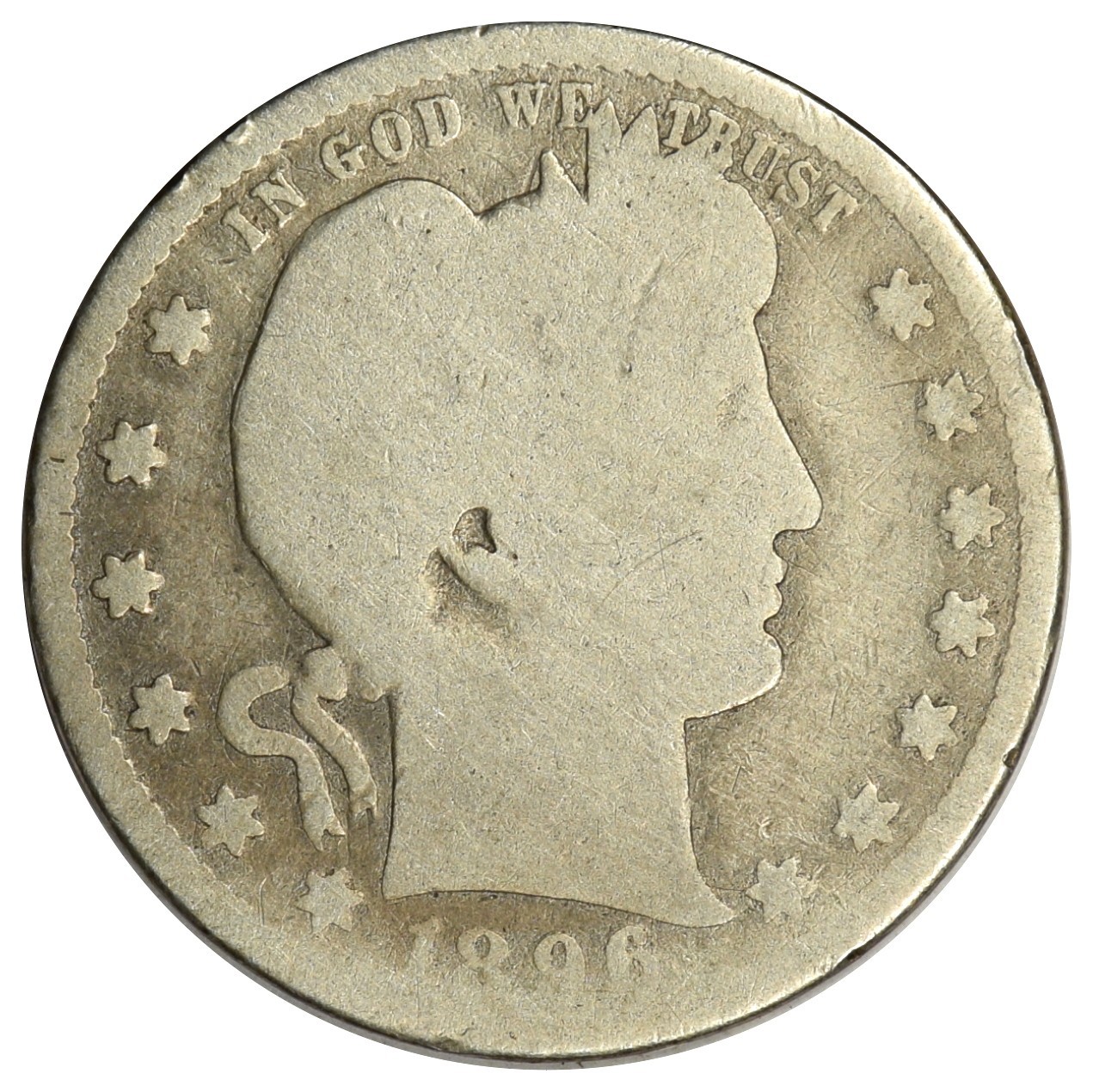 1896-S BARBER QUARTER ~ NICE PROBLEM FREE AG
