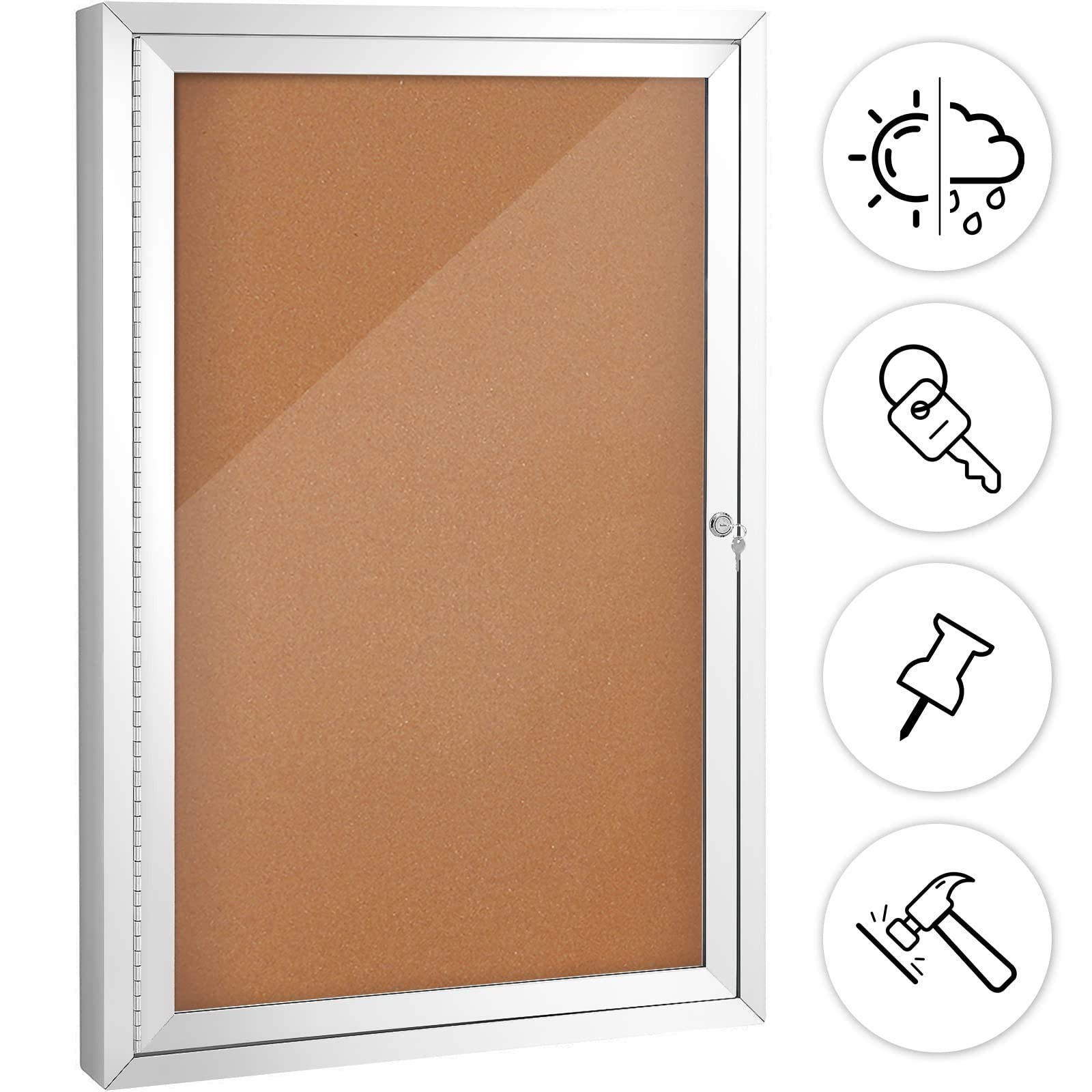 SWANCROWN 36x24in Outdoor Weatherproof Enclosed Cork Bulletin Board SWANCROWN 36x24in Outdoor Weatherproof Enclosed Cork Bulletin Board