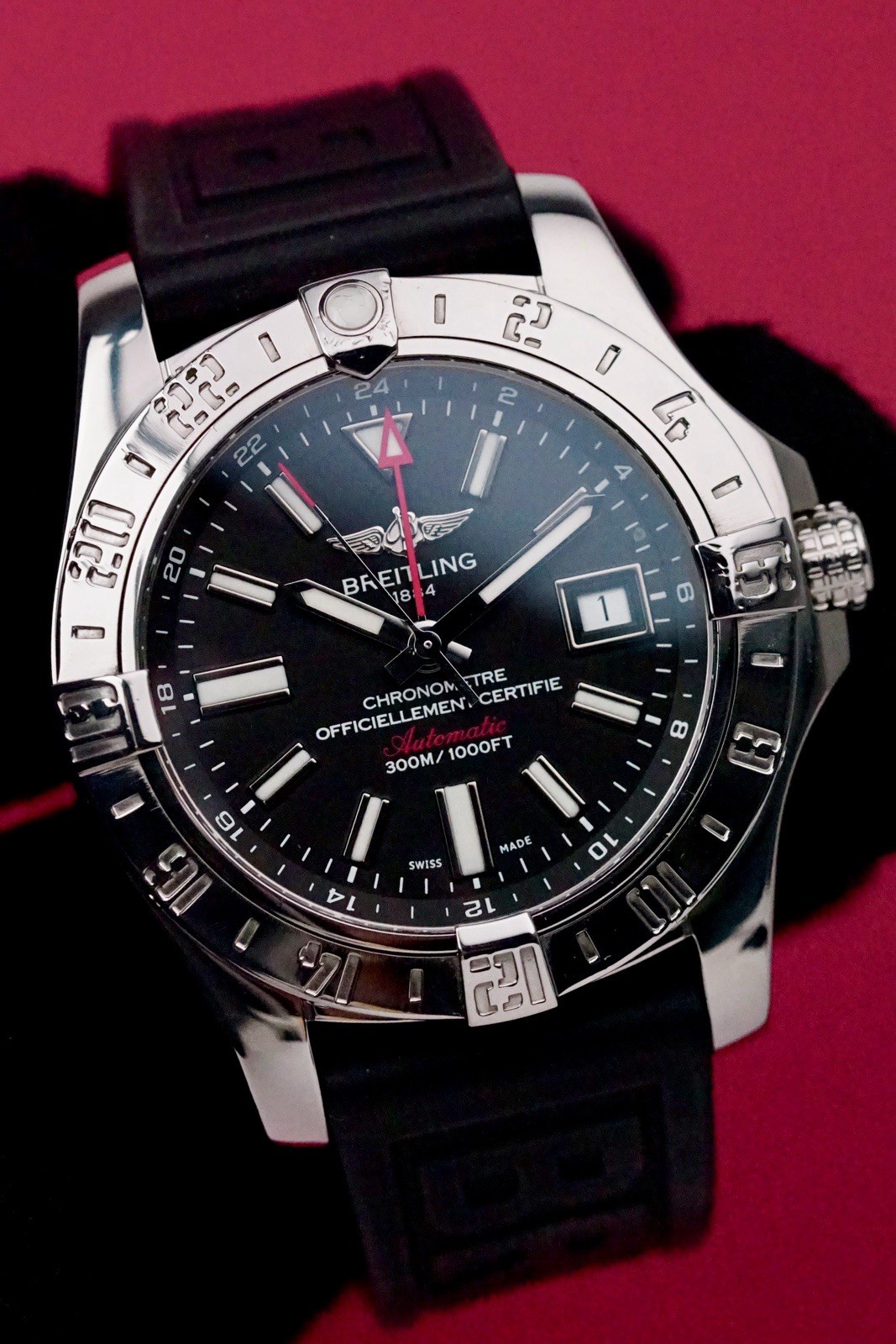 Breitling Avenger II GMT 43mm #A32390 Rubber Strap W/ Deployant  Clean