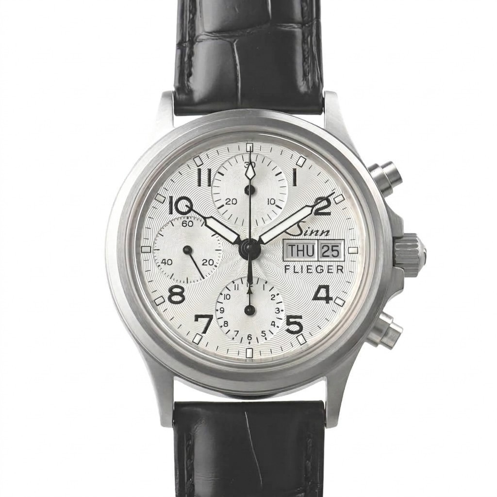 Sinn 356.SA.FLIEGER III Chronograph Automatic Silver Dial Men\'s Watch Serviced