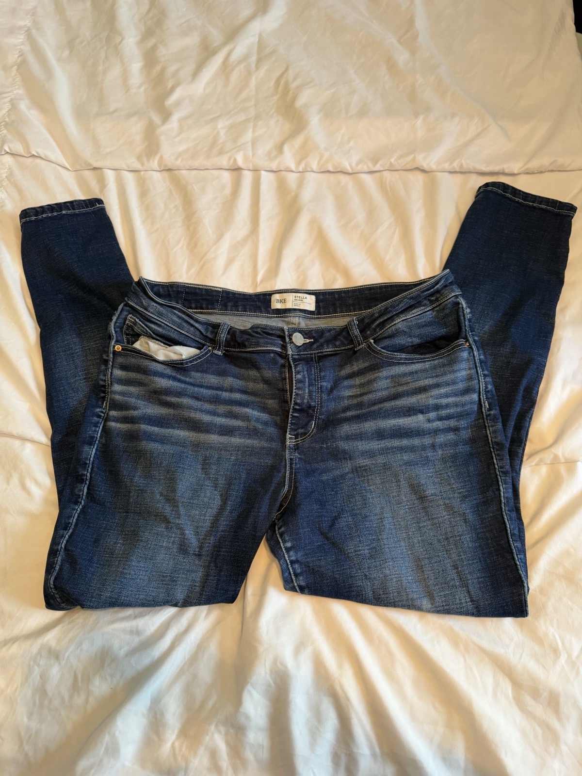 BKE Stella 34x29.5 Denim Women’s Mid-Rise Skinny Jeans Blue Medium Wash