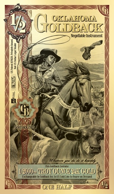 2025 Oklahoma 1/2 Goldback *ALPHA SERIES* (Honesta, Honor)