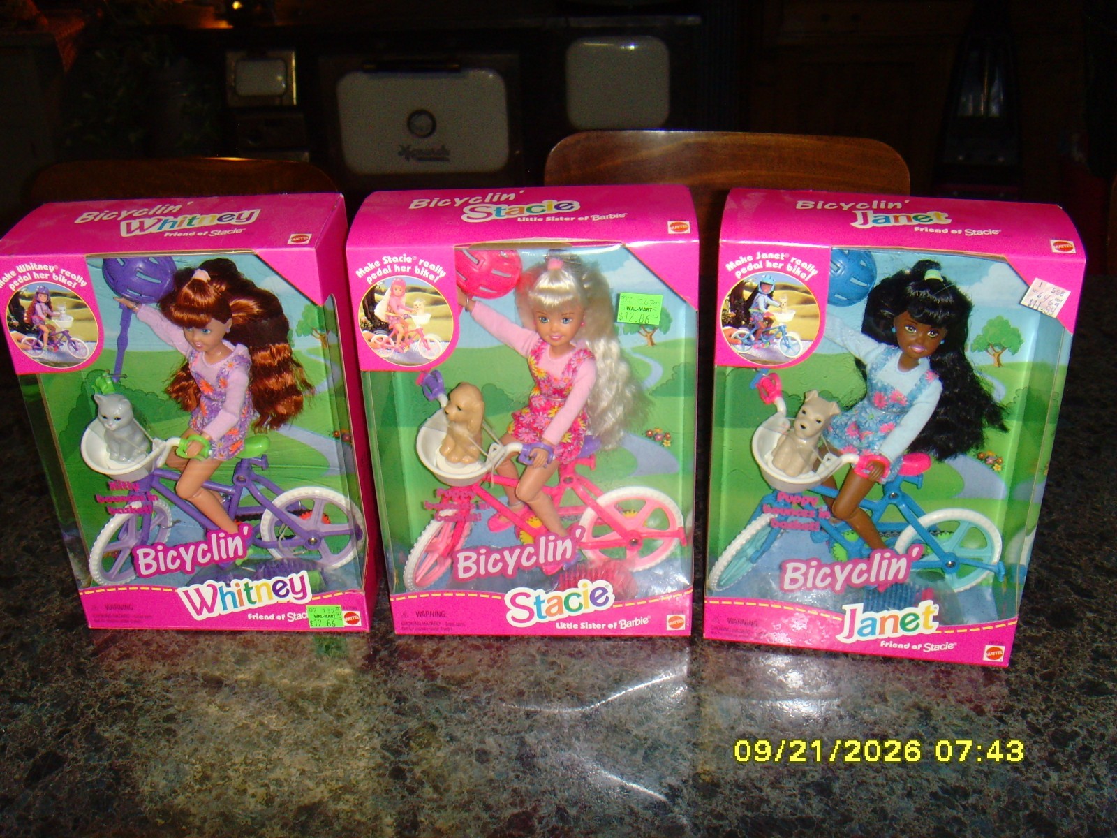 Vintage Barbie 1996 Mattel Bicyclin\' Whitney 16736; Janet 16735; Stacy 16737