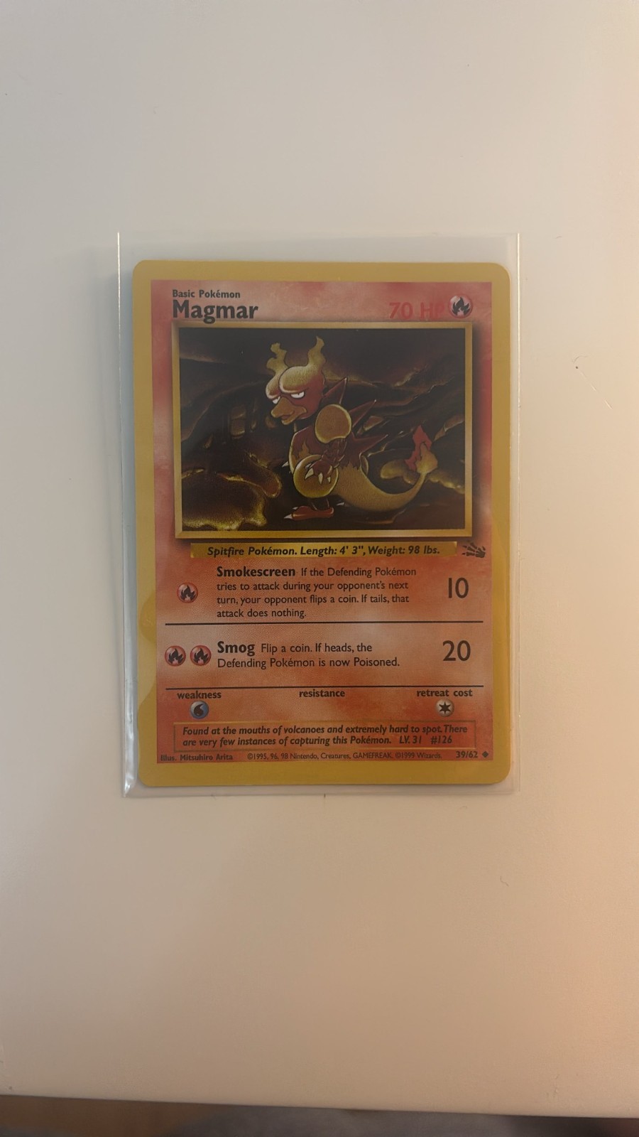 1999 Pokemon Fossil Magmar 39/62 Unlimited Non-Holo LP WOTC Cards