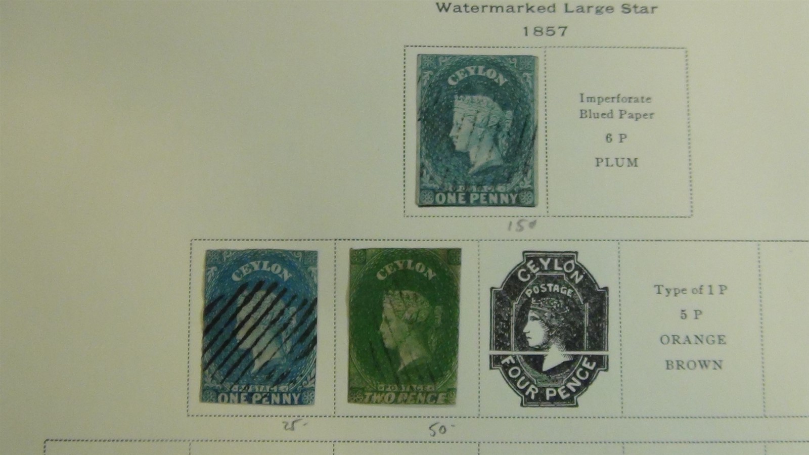 Stampsweis Ceylon collection on Scott Specialty pages est 320 stamps