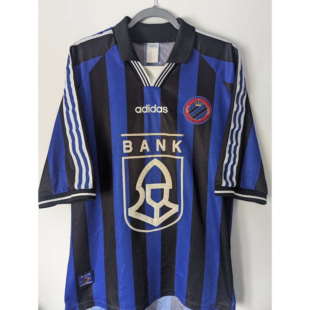 Club Brugge 1997-1998 Home Jersey XL Vintage Adidas Belgium Soccer BANK Sponsor Club Brugge 1997-1998 Home Jersey XL Vintage Adidas Belgium Soccer BANK Sponsor