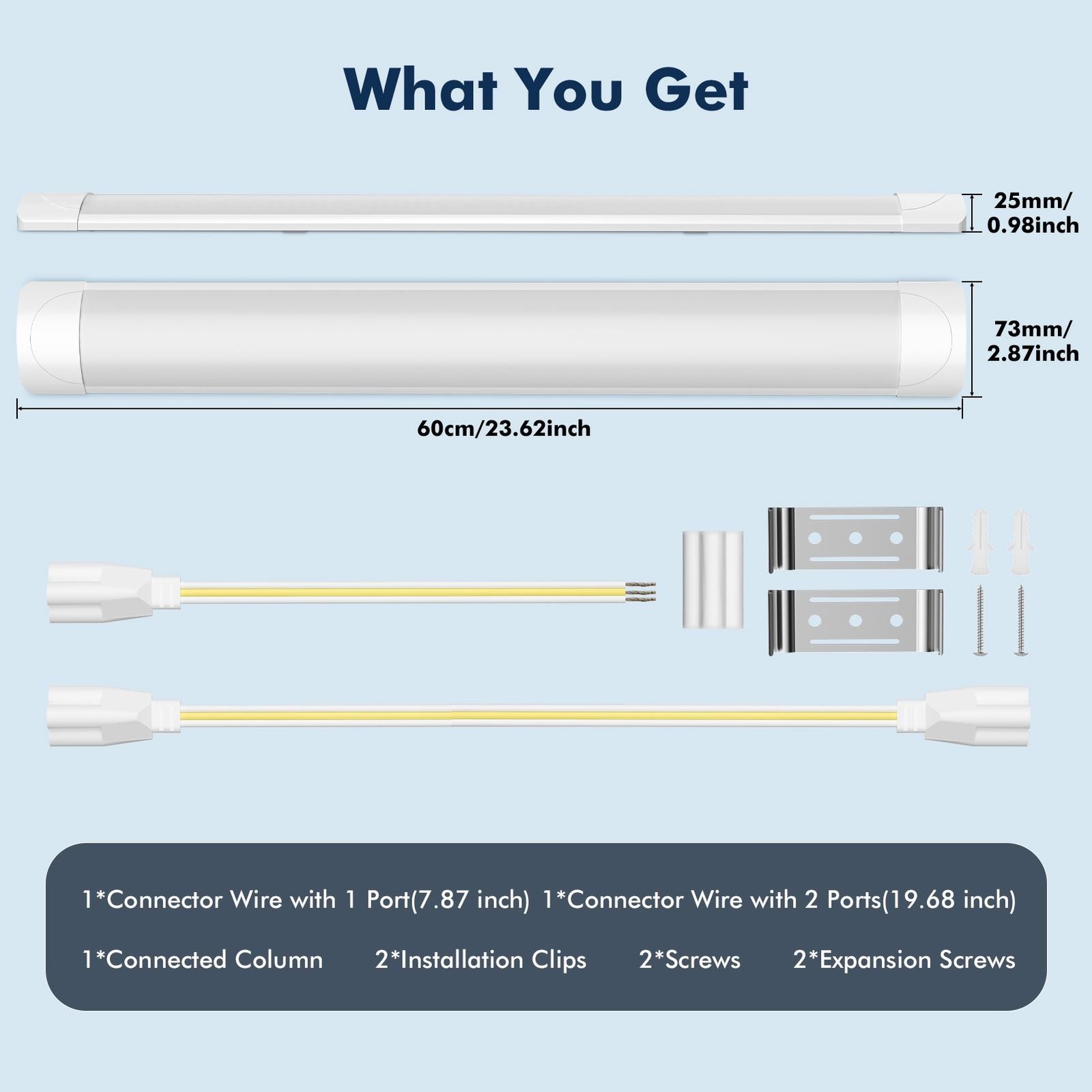 1-20pcs 2FT LED Tube Light Bulbs 6500K Super Bright LED Shop Light Fixtures