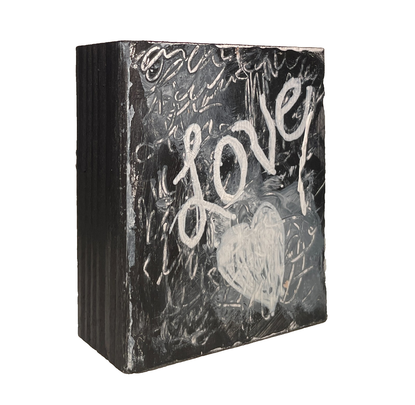 Mary Myers Original Art Block Love Heart Street art - Textured Reclaimed Wood