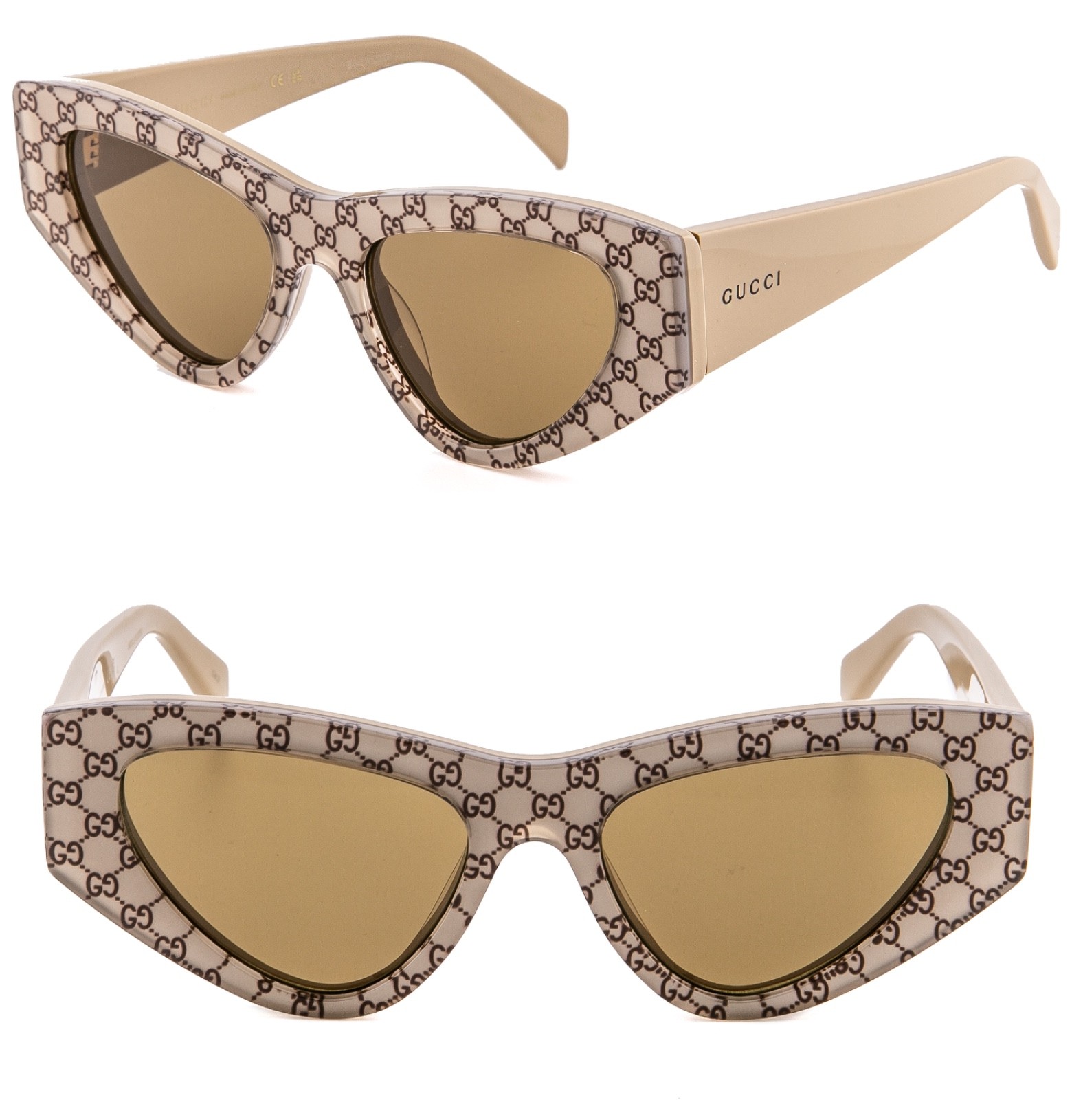 GUCCI 2019 Beige Brown GG GUCCISSIMA Print Logo GG2019S Geometric Sunglass 005 GUCCI 2019 Beige Brown GG GUCCISSIMA Print Logo GG2019S Geometric Sunglass 005