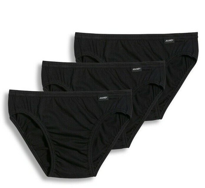 New Men\'s Jockey 3-pack (Black) Color Bikini Briefs Underwear 100% Cotton