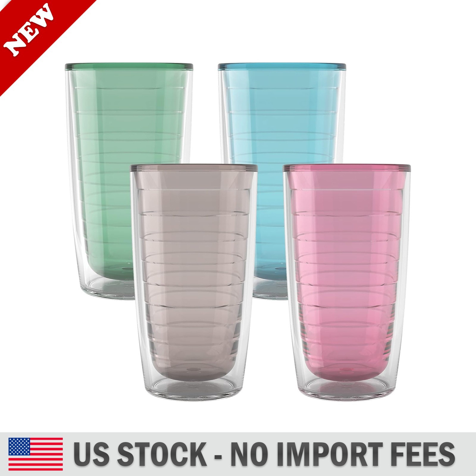 Tervis Bayou View 16oz Tumbler Set of 4 Assorted Colors Double Wall USA New